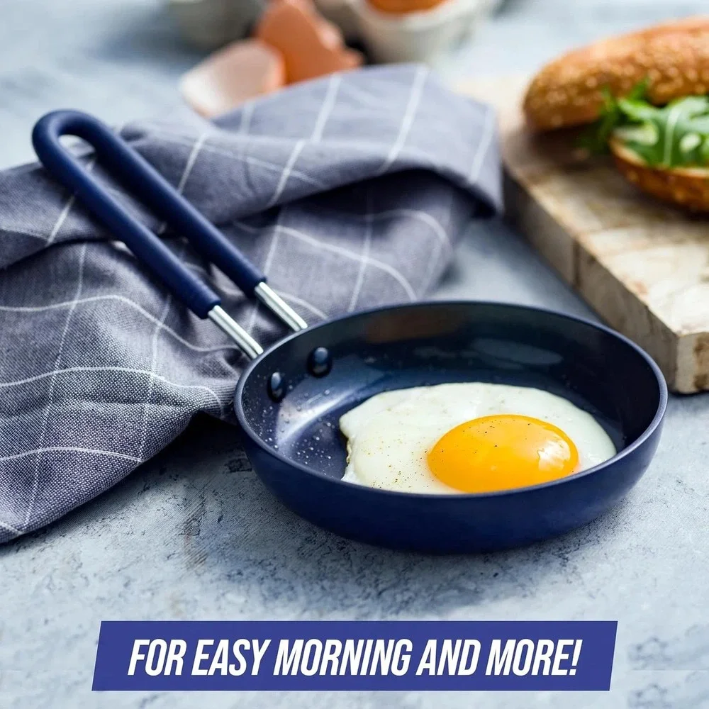 (2) Blue Diamond Mini Egg Frying Pan Skillet Infused Ceramic Nonstick Blue